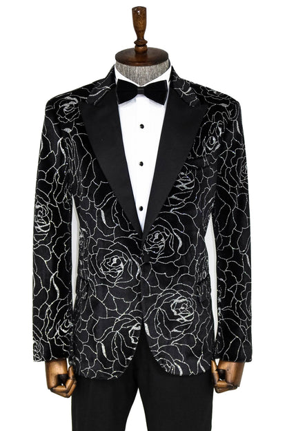 KOALA SYDNEY  Silver Rose Patterned Over Green Velvet Men Dazzle Jackets -