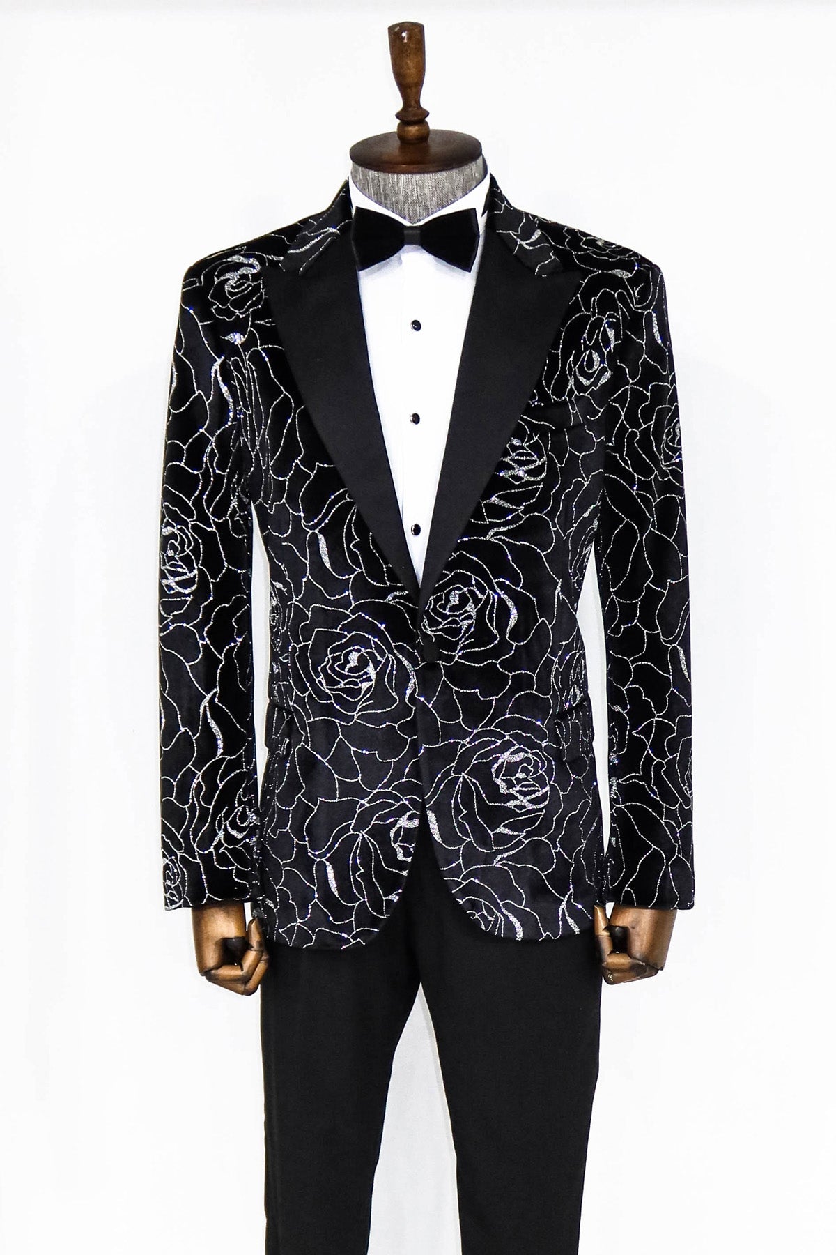KOALA SYDNEY  Silver Rose Patterned Over Green Velvet Men Dazzle Jackets -