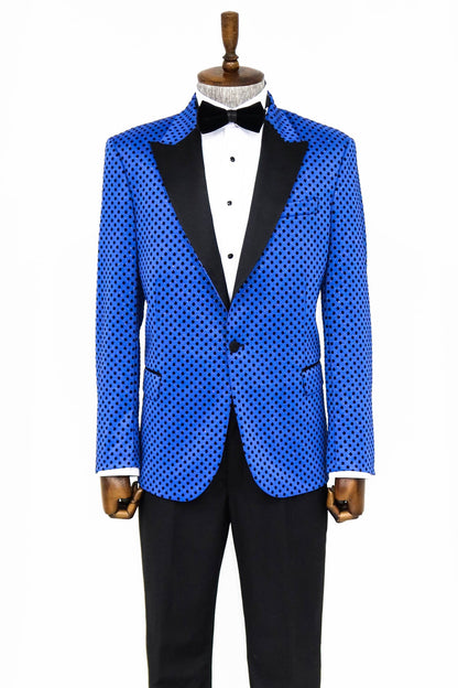 KOALA SYDNEY Sequin Dot Patterned Sax Blue Men Party Jackets