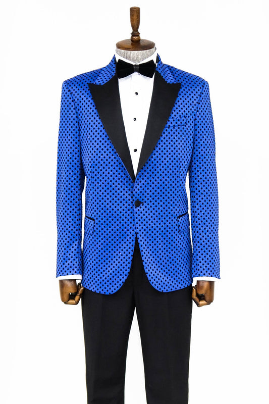 KOALA SYDNEY Sequin Dot Patterned Sax Blue Men Party Jackets