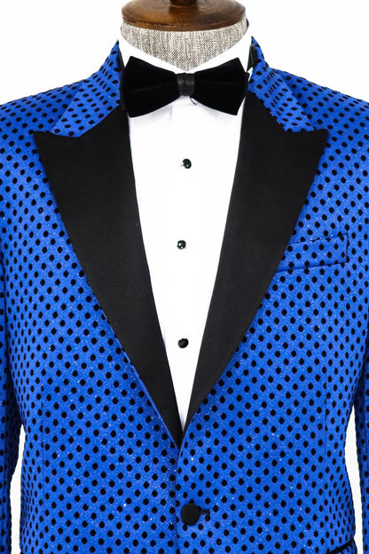 KOALA SYDNEY Sequin Dot Patterned Sax Blue Men Party Jackets