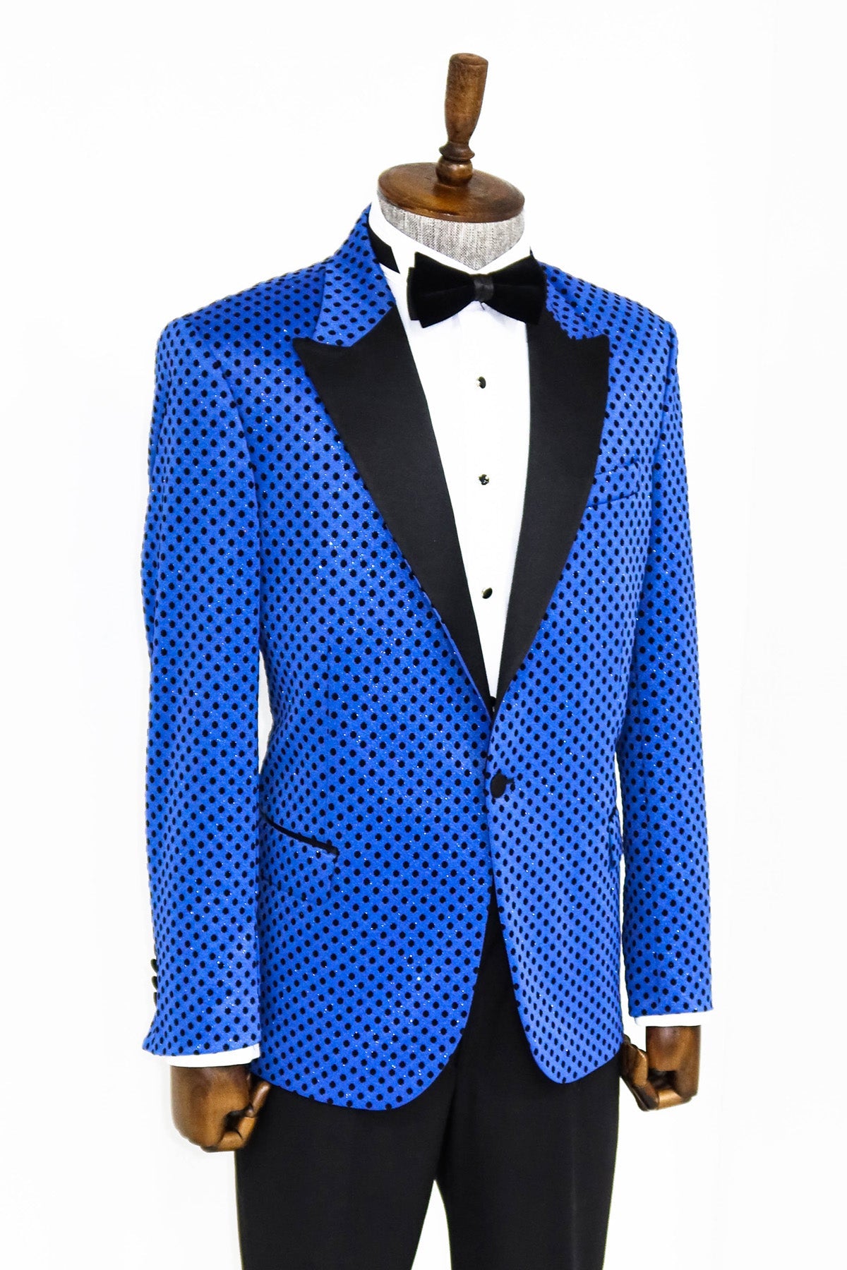 KOALA SYDNEY Sequin Dot Patterned Sax Blue Men Party Jackets