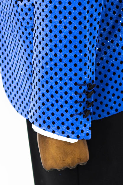 KOALA SYDNEY Sequin Dot Patterned Sax Blue Men Party Jackets