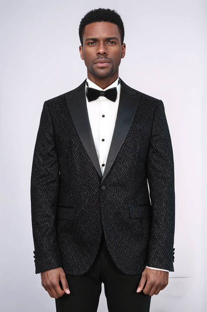 KOALA SYDNEY Shiny Patterned Black Men Wedding Tuxedo Blazer