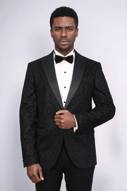 KOALA SYDNEY Shiny Patterned Black Men Wedding Tuxedo Blazer