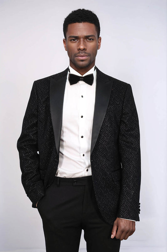 KOALA SYDNEY Shiny Patterned Black Men Wedding Tuxedo Blazer