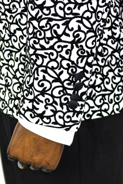 KOALA SYDNEY  Scroll Patterned White Men Party Blazer -