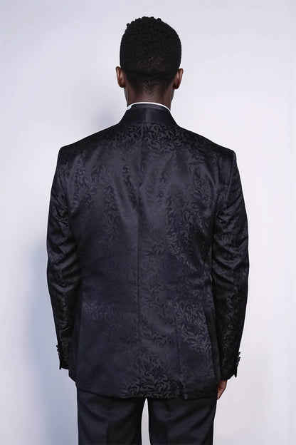 Shawl Lapel Floral Patterned Black Men Wedding Groom Blazer