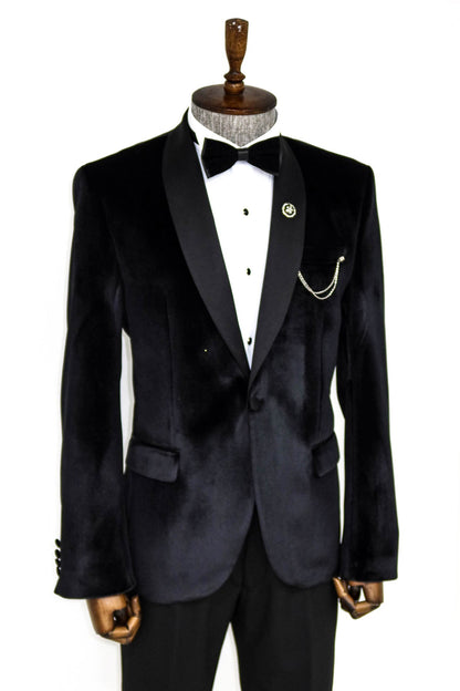 Shawl Lapel Velvet Black Men Tuxedo Blazer