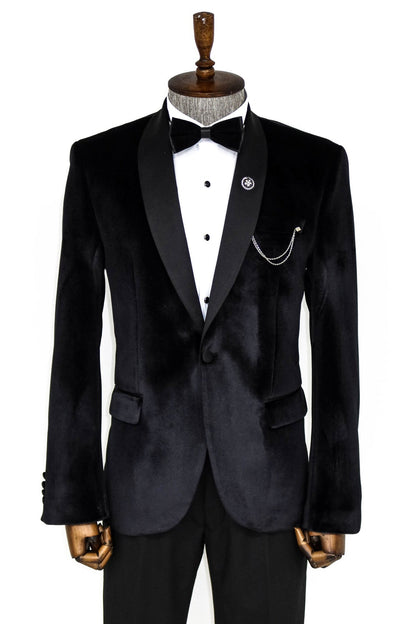 Shawl Lapel Velvet Black Men Tuxedo Blazer