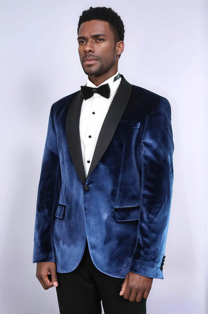 Shawl Lapel Velvet Navy Blue Men Prom Party Blazer