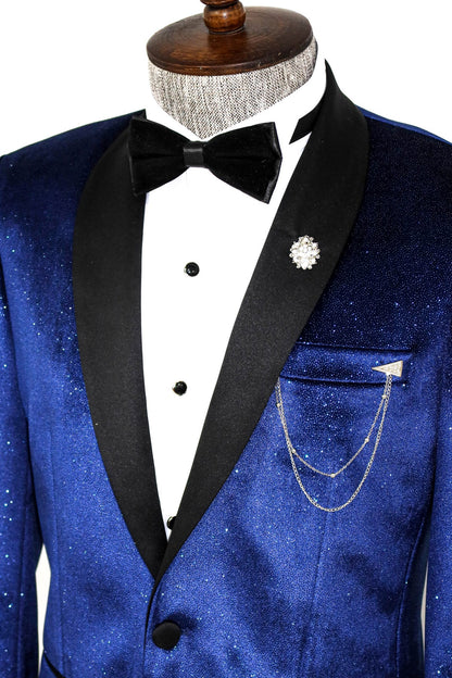 KOALA SYDNEY  Shawl Collar Velvet Sax Blue Men Prom Blazer