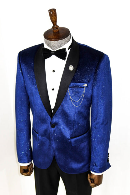 KOALA SYDNEY  Shawl Collar Velvet Sax Blue Men Prom Blazer