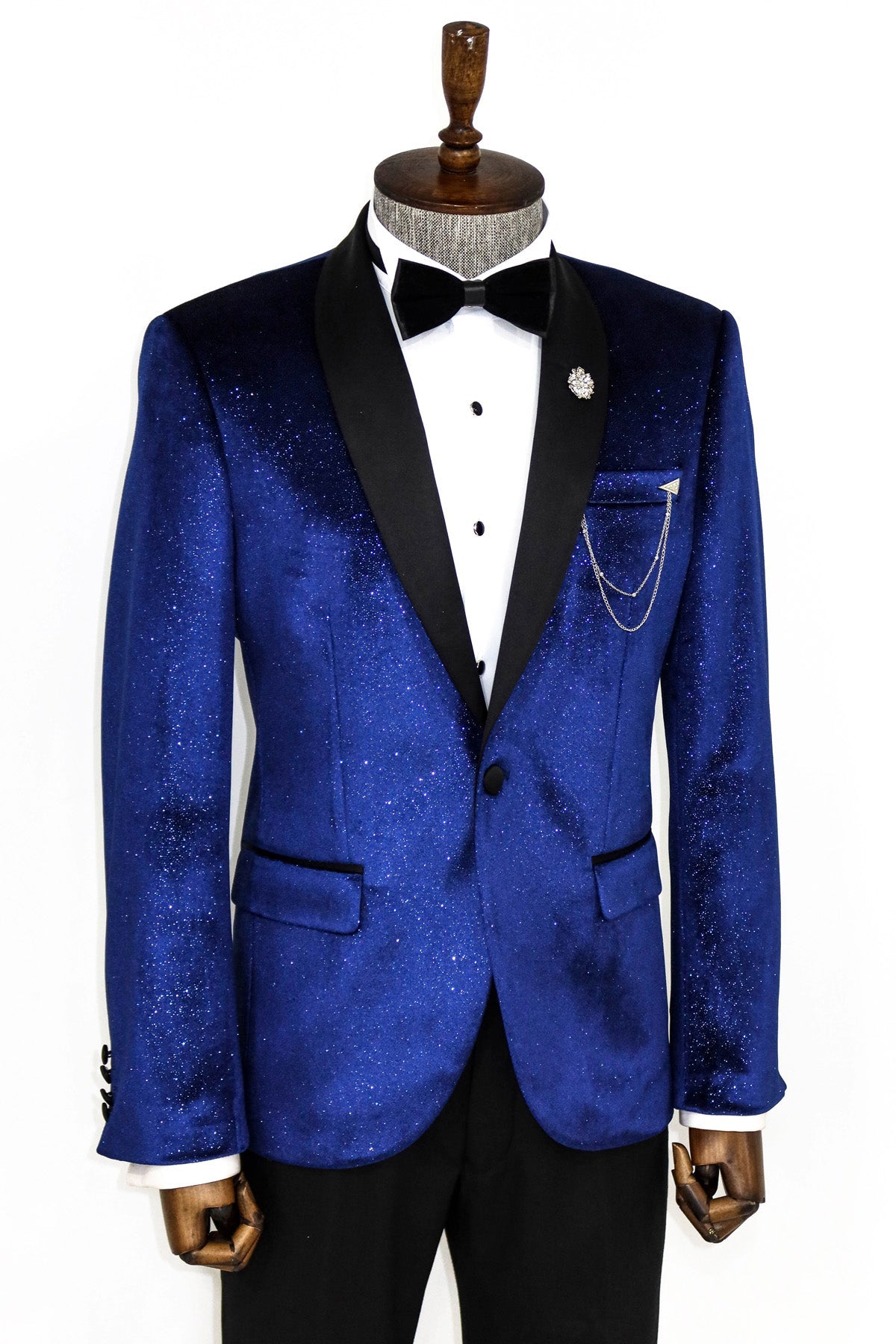 KOALA SYDNEY  Shawl Collar Velvet Sax Blue Men Prom Blazer