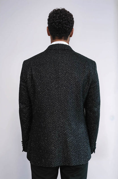 KOALA SYDNEY  Gingham Patterned Glitter Black Men Prom Blazer and Trousers Combination Suit-