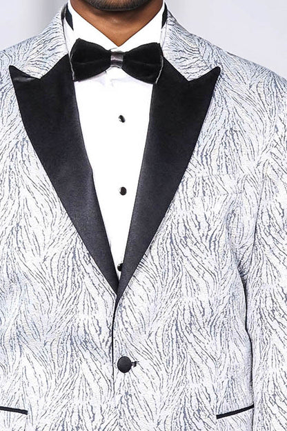 KOALA SYDNEY Glittery Patterned Light Blue Men Tuxedo Blazer