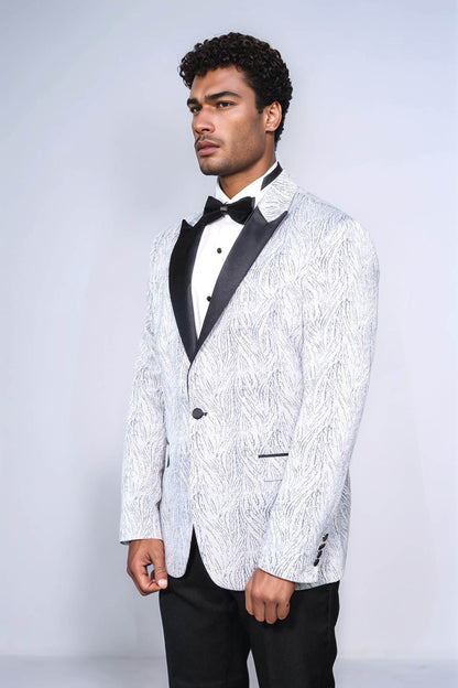 KOALA SYDNEY Glittery Patterned Light Blue Men Tuxedo Blazer