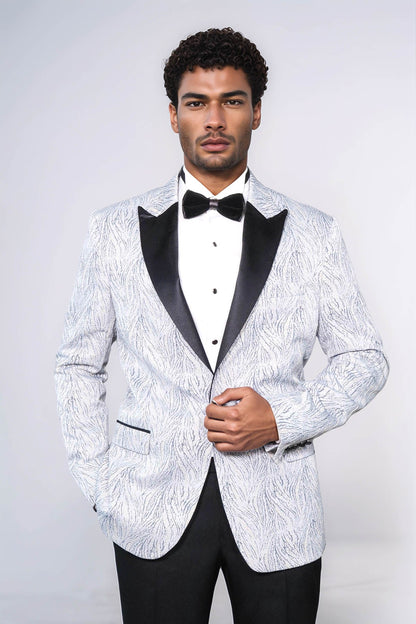 KOALA SYDNEY Glittery Patterned Light Blue Men Tuxedo Blazer