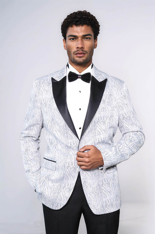 KOALA SYDNEY Glittery Patterned Light Blue Men Tuxedo Blazer