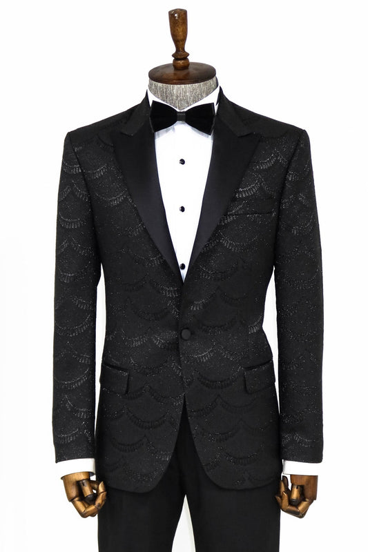 KOALA SYDNEY Patterned Slim Fit Black Men Dinner Blazer