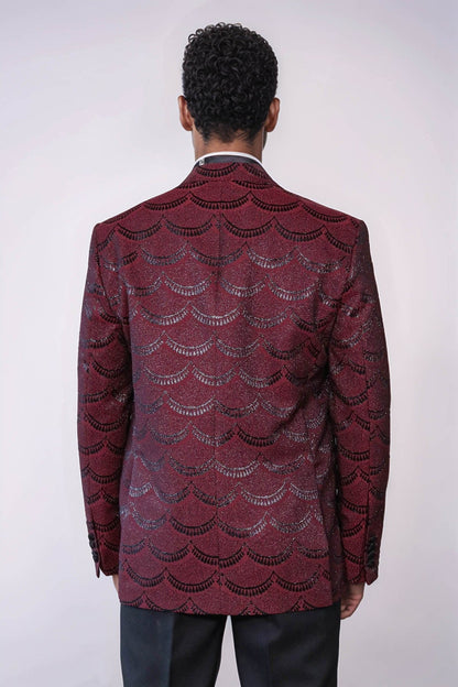 KOALA SYDNEY Patterned Slim Fit Burgundy Men Tuxedo Jacket