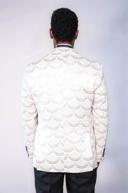 KOALA SYDNEY Patterned Slim Fit White Men Dinner Jacket