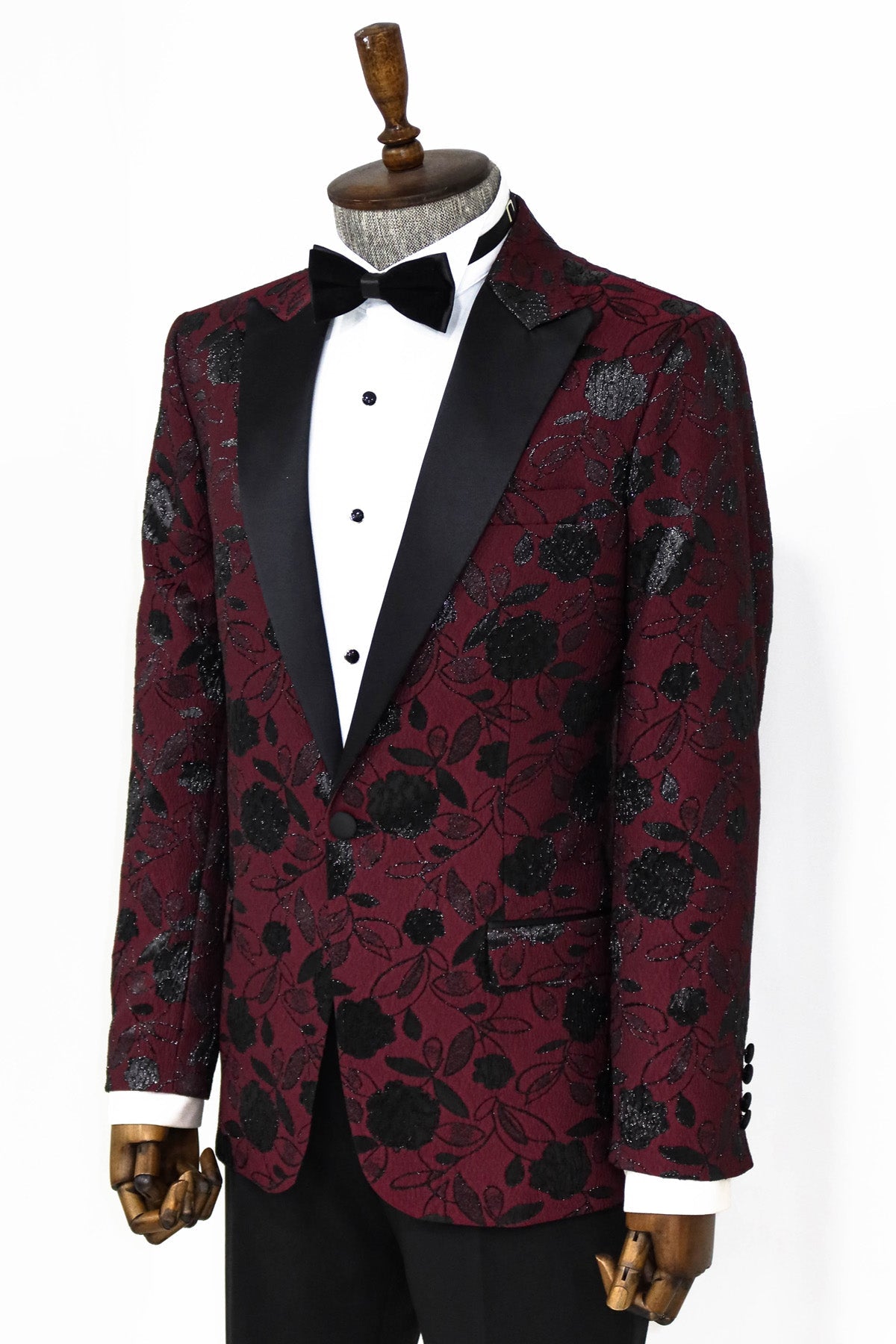 KOALA SYDNEY Floral Patterned Burgundy Men Dinner Jacket