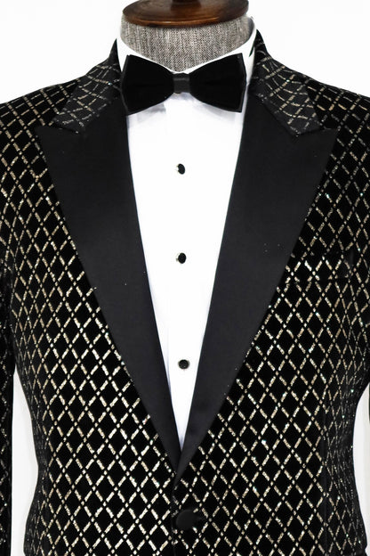 KOALA SYDNEY  Black Patterned Over Black Men Prom Blazer