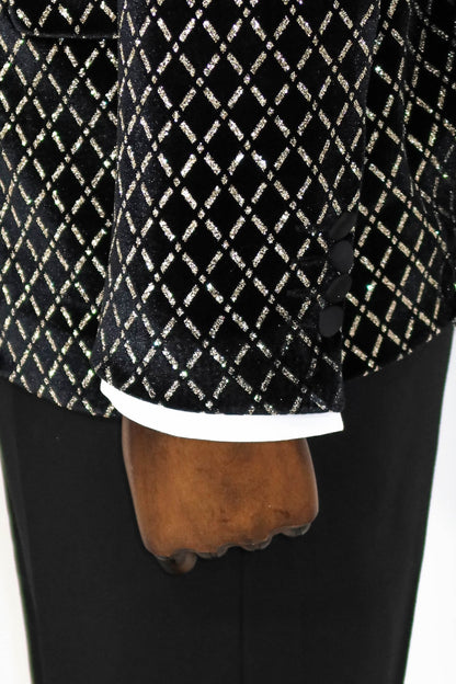 KOALA SYDNEY  Black Patterned Over Black Men Prom Blazer