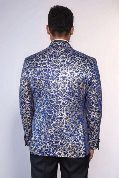 KOALA SYDNEY  Root Pattern Peak Lapel Dark Blue Men Prom Blazer and Trousers Combination Suit