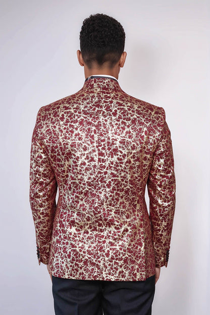 KOALA SYDNEY  Root Pattern Peak Lapel Burgundy Men Prom Blazer and Trousers Combination Suit