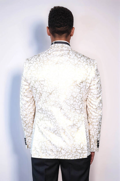 KOALA SYDNEY  Root Pattern Peak Lapel White Men Prom Blazer and Trousers Combination Suit