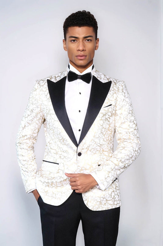KOALA SYDNEY  Root Pattern Peak Lapel White Men Prom Blazer and Trousers Combination Suit