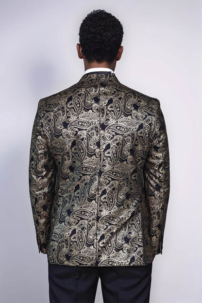 Paisley Peak Lapel Black Men Dinner Tuxedo  Jacket - Wessi