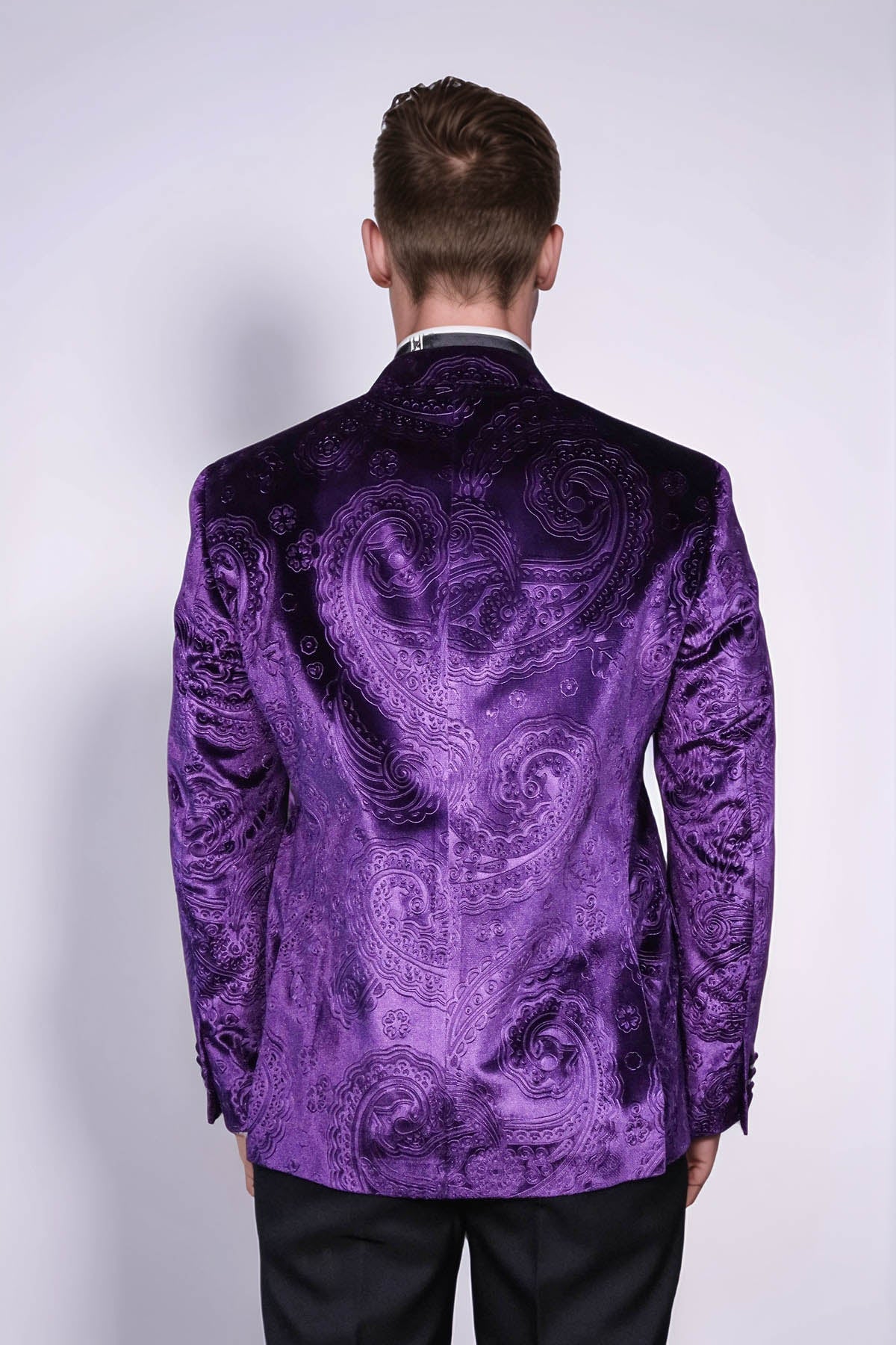 KOALA SYDNEY  Floral Patterned Purple Velvet Men Tuxedo Jacket