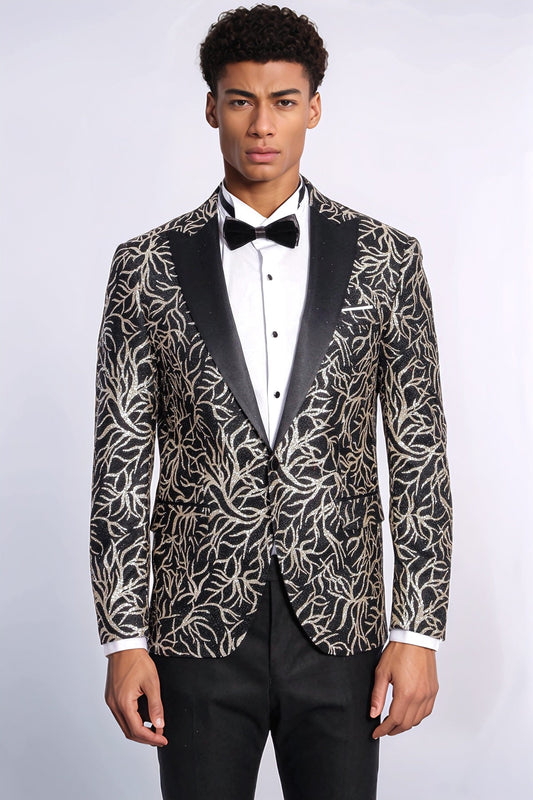 KOALA SYDNEY Sparkling Ivy Patterned Slim Fit Black Men Dinner Jacket