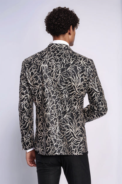 KOALA SYDNEY Sparkling Ivy Patterned Slim Fit Black Men Dinner Jacket