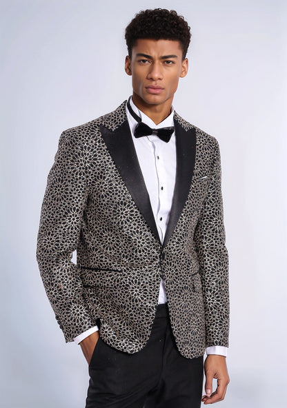 KOALA SYDNEY Flower Embroidered Pattern Black Men Party Blazer