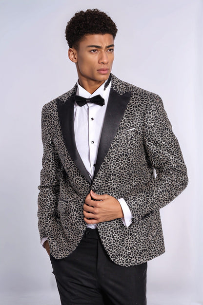 KOALA SYDNEY Flower Embroidered Pattern Black Men Party Blazer