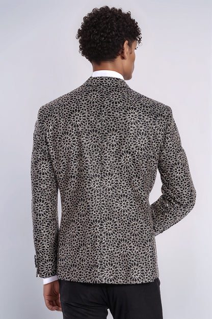 KOALA SYDNEY Flower Embroidered Pattern Black Men Party Blazer