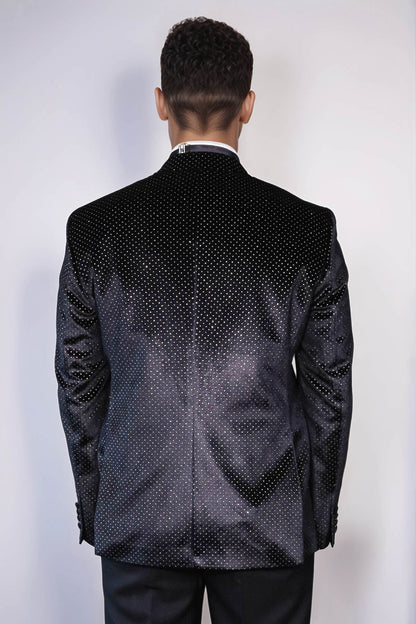 KOALA SYDNEY  Sparkling Dotted Peak Lapel Men's Black Tuxedo Jacket