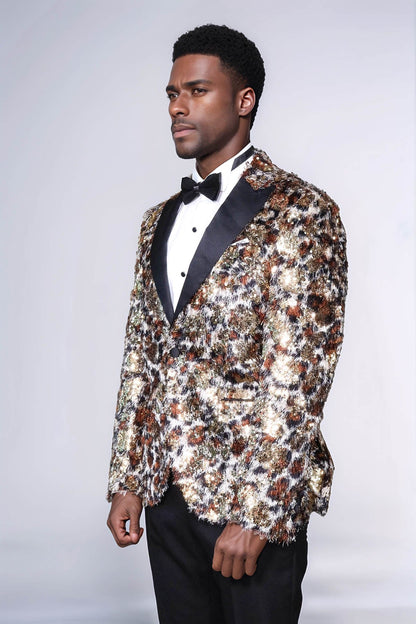 KOALA SYDNEY Leopard Patterned Men's Tuxedo Evening Jacket