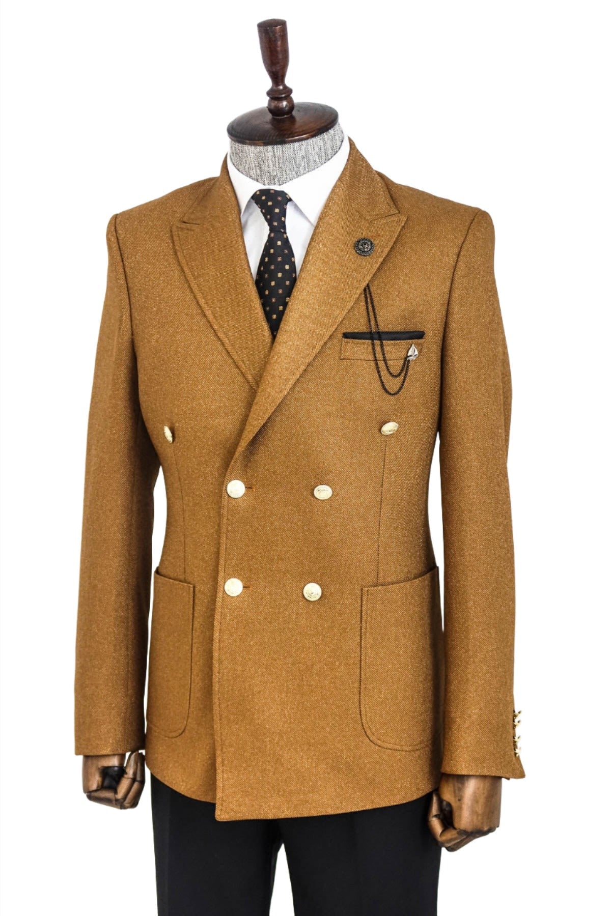 Double Breasted Slim Fit Tawny Men Blazer