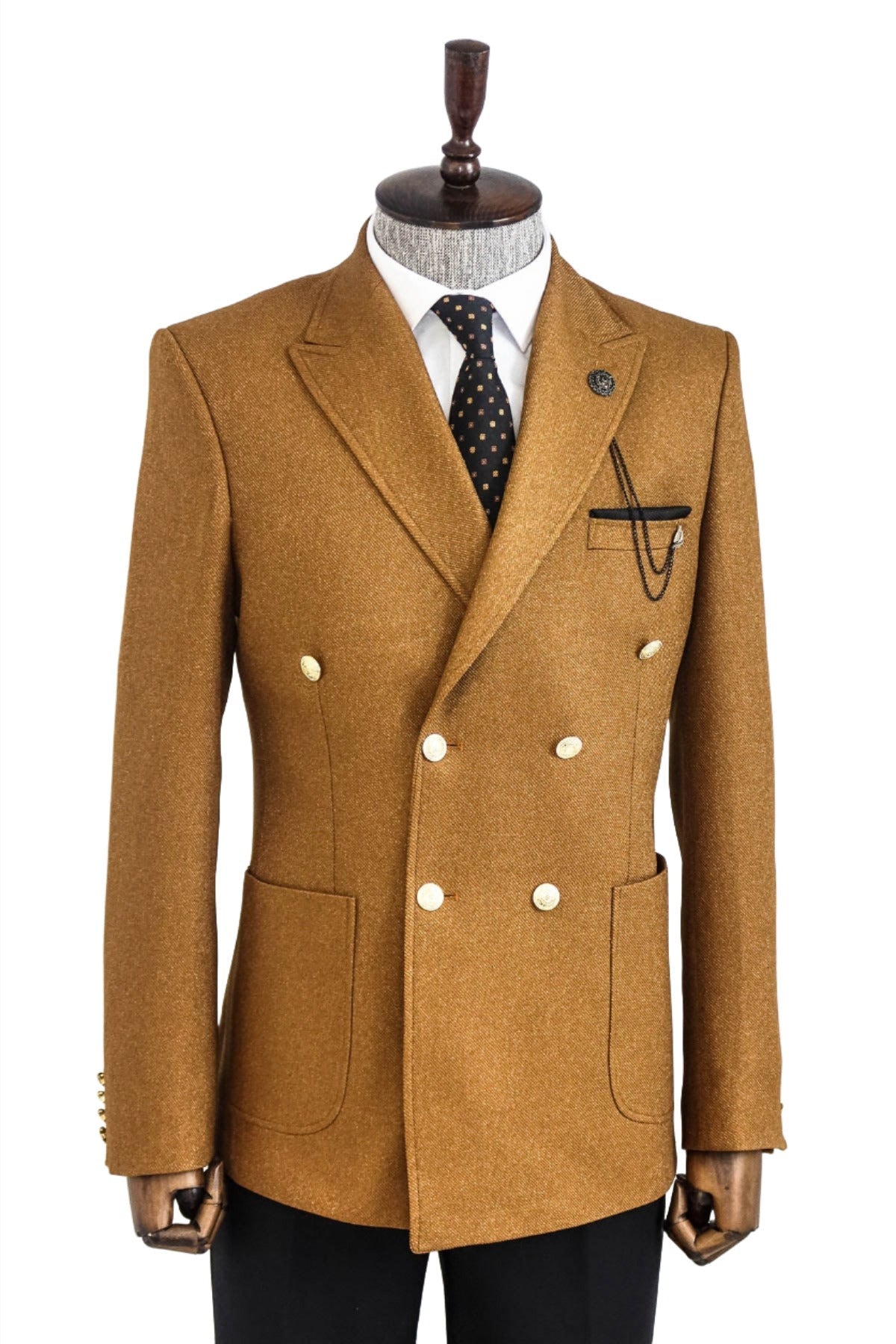 Double Breasted Slim Fit Tawny Men Blazer
