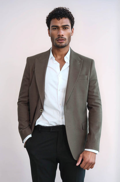 KOALA SYDNEY Plain Slim Fit Sport Brown Men Blazer