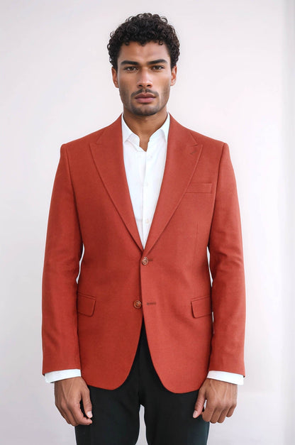 Plain Slim Fit Sport Burgundy Men Blazer