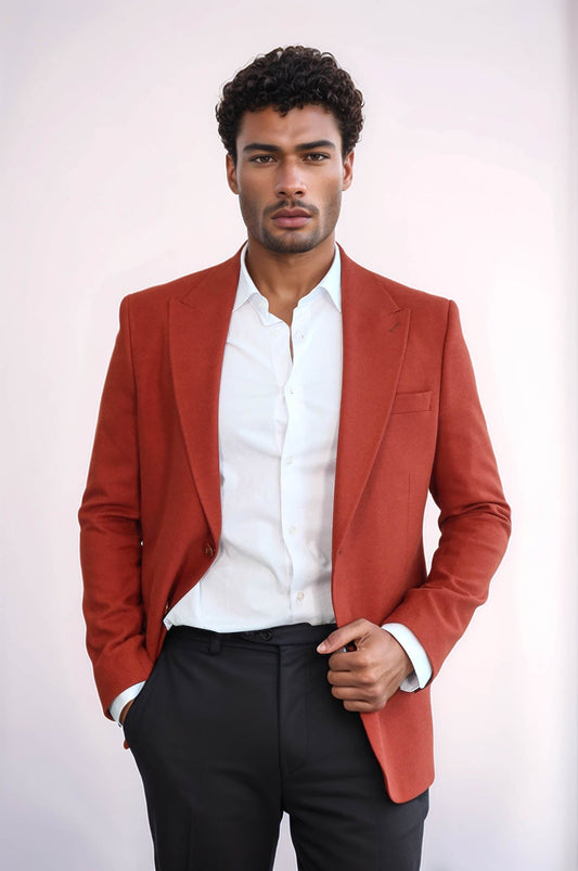 KOALA SYDNEY Plain Slim Fit Sport Burgundy Men Blazer