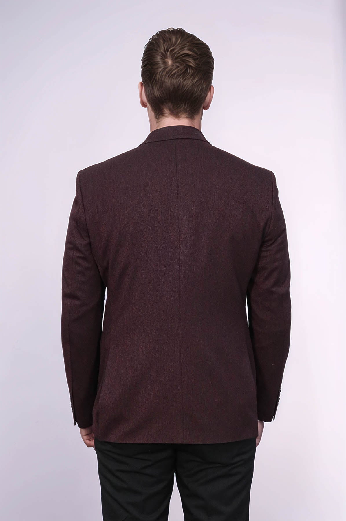 KOALA SYDNEY Textured Slim Fit Peak Lapel Burgundy Men Blazer