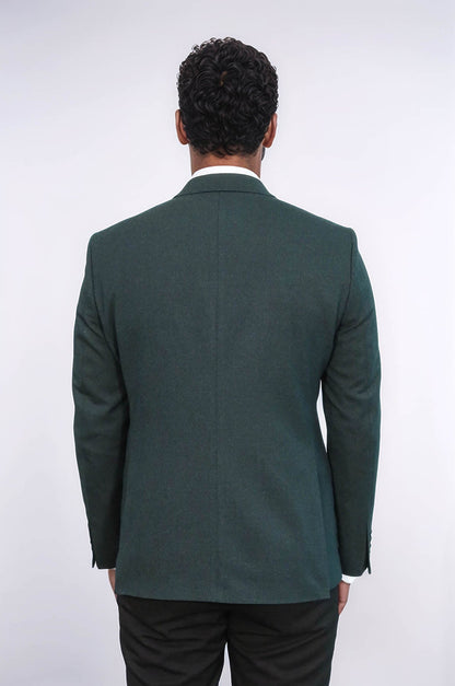 KOALA SYDNEY Textured Slim Fit Peak Lapel Green Men Blazer