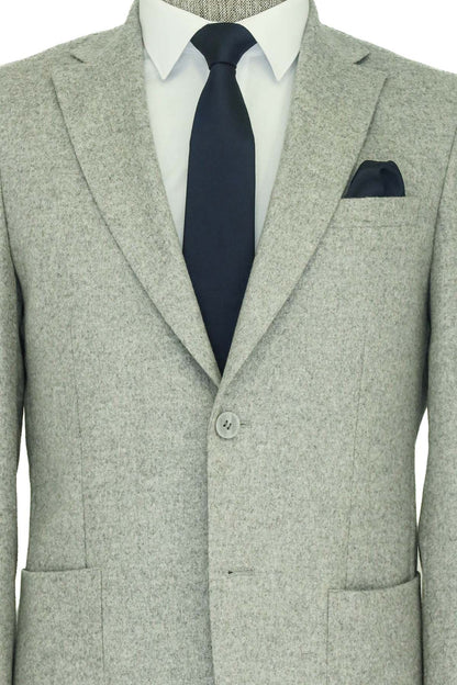 KOALA SYDNEY  Slim Fit Plain Wide Lapel Grey Men Wool Blazer